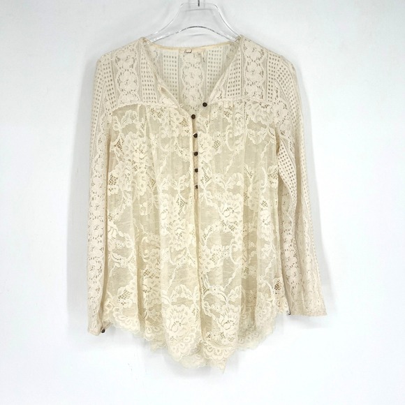 Floreat Top Womens 4 Lace Boho Western Coquette Peasant Anthropologie Feminine - Picture 1 of 7